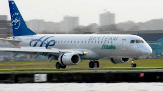 Skyteam Livery  Alitalia Cityliner ERJ190 EIRND at LondonCity LCYEGLC [upl. by Ackley]