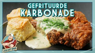 Gefrituurde Karbonade Country Gravy en Biscuits  EtenmetNick  How to [upl. by Hassett]