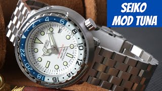 Custom Seiko Tuna MOD Full Lume  Wristmodding Review seikomod watchreview [upl. by Acinoed]