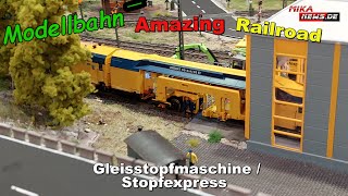 Gleisstopfmaschine Unimat 09 4x4 4S E3 und Stopfexpress in Funktion  Viessmann [upl. by Aerdnaeel]