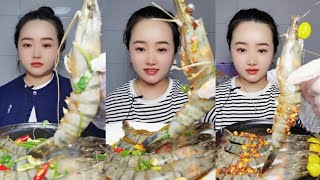 Yummy 02eat seafood 🦞 raw shrimp 🦐🍤 prawn 🦐🍤 mukbang funny seafoodboil [upl. by Frerichs]