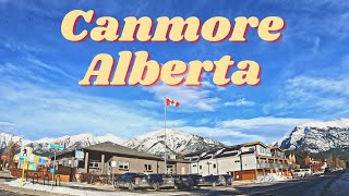 Scenic Drives Canmore Alberta  Three Sisters Mountains Town Strip Bow Valley 4K [upl. by Heintz135]