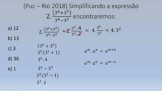 Puc Rio 2018 simplificando a expressão 236  35 34  33 [upl. by Seibold]