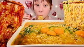 ASMR Jin Ramen and Kimchi【Mukbang Eating Sounds】【English subtitles】 [upl. by Laflam]