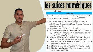 les suites numériques 2bac exercices  suite liée à une fonction  suite minorée majorée  monotonie [upl. by Annaek]