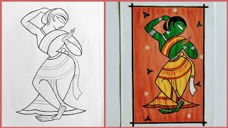 Jamini Roy ll Painting of Dancing Gopi ll Indian Folk Art [upl. by Hoon]