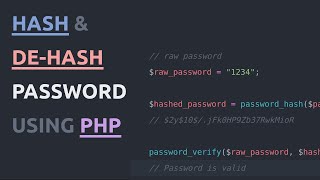 How can we encode a password and store it in the database using php  Hash and dehash a password [upl. by Karly]