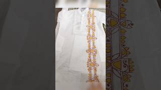 New hand painted kurta ।। Fabric art on white Punjabiartcreative artist boutique creator [upl. by Baiel204]