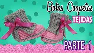 Botas coquetas para niña Tejidas a Crochet  parte 12 [upl. by Erie]