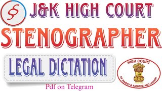 Legal Dictation 60 WPM  JampK High Court Steno Typist Skill Test prepration Speed Script Accademy [upl. by Heyra]