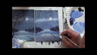 10MinutenMalerei eine kleine Winterlandschaft  Acryl malen  Anfänger  Tutorial [upl. by Grannie]