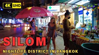 4K UHD Walking around Silom Area in Bangkok  Commercial and Nightlife District in Bangkok [upl. by Ayrad]