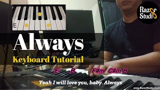 Always Bon Jovi  PianoKeyboard Tutorial  How to play  Chords amp Lyrics [upl. by Enajiram]