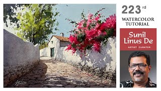 Watercolor painting tutorial Beyond the reference photo  Landscape painting  Sunil Linus De [upl. by Imoyaba]