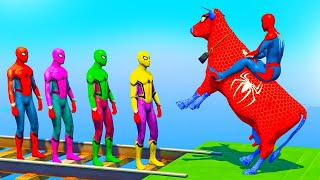 Long Slide Game With Elephant Gorilla Buffalo Hippopotamus Tiger  3d Animal Game  Funny 3d Animals [upl. by Drolyag324]