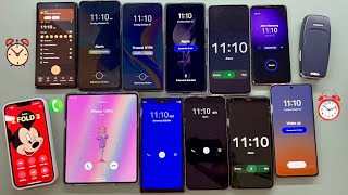 Incoming Call amp Outgoing Call  Alarm Clocks on Thirteen phones  HUAWEI iPhone XIAOMI ViVo Samsung [upl. by Reteip898]