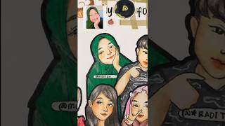 MENGGAMBAR WAJAH SUBS PAKAI HIJAB HIJAU CANTIK😱 artbytatae drawingmyfollowersdrawingmysubscriber [upl. by Yssis]