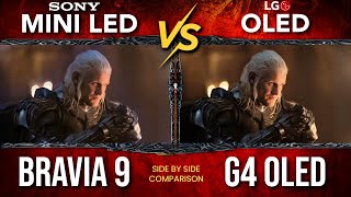 Sony BRAVIA 9 vs LG G4 OLED  Mini LED QLED vs OLED TV Comparison [upl. by Ingvar313]