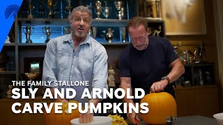 The Family Stallone  Sly And Arnold Carve Pumpkins S1 E6  Paramount [upl. by Asirrak]