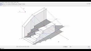 Assonometria con ombre di una scala con parapetto [upl. by Uliram]