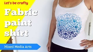 Fabric painting a tshirt with a stencil and DecoArt So Soft fabric paints [upl. by Schick]