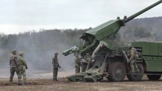 Danish troops firing CAESAR 8x8 selfpropelled artillery system [upl. by Delora]