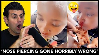 Nose Piercing Gone Horribly Wrong Made Piercer Vomit 🤮 [upl. by Htedirem]