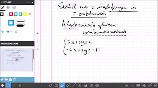 Stelsel met 2 vergelijkingen in 2 onbekenden Algebraïsch oplossen combinatiemethode [upl. by Nabetse]