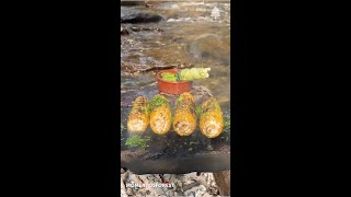 Fresh corn cooked over an open fire cooking recipe corn outdoorcooking [upl. by Dranik]