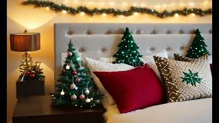 Cozy Christmas Living Room with Decorated Trees amp Warm Lights  Stock Footage [upl. by Ahsikan437]