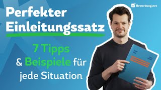 Bewerbung Einleitungssatz  Perfekter erster Satz  Beispiele [upl. by Odrick]