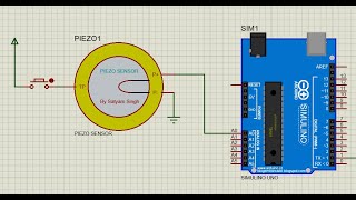 Piezo Electric sensor simulation in proteus [upl. by Yentnuoc]