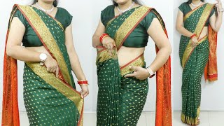 Stylish Banarasi silk saree draping perfectly  How to wear silk saree with perfect pleats [upl. by Antoinetta830]