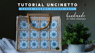 TUTORIAL BORSA ESTATE 2021 ☀️  Come fare la borsa in mattonelle Granny alluncinetto [upl. by Aisylla353]