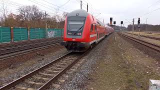 DB REGIO BR 146 280 mit RE 4 nach Jüterbog Ausfahrt Bahnhof Rathenow Richtung Berlin am 11122022 [upl. by Primavera70]