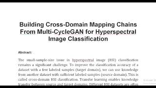 Building Cross Domain Mapping Chains From Multi CycleGAN for Hyperspectral Image Classification [upl. by Okoyik]