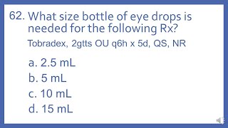 PTCB PTCE Practice Test Question 62  Eye Drops Days Supply Math Calculation CPhT Test Prep [upl. by Nawak]