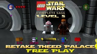 Lego Star Wars TCS Ep 1 Chap 5  Retake Theed Palace FREE PLAY All Collectibles  HTG [upl. by Anelat324]