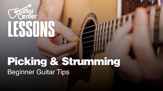 How to Use a Guitar Pick and Basic Strumming Patterns  Beginner Guitar Tips [upl. by Nofpets]