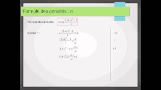 Mathématiques financières  22  annuités transformations de la formule [upl. by Grodin]