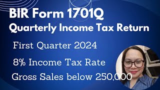 BIR Form 1701Q Quarterly Income Tax Return First Quarter 2024 Gross Sales Below 250000 [upl. by Analak]