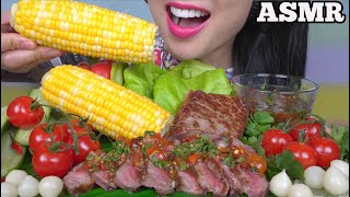 ASMR STEAK  VEGGIES THAI STYLE DIPPING SAUCE INTENSE CRUNCH EATING SOUND NO TALKING  SASASMR [upl. by Skiest]