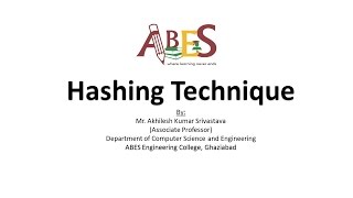 Hashing Technique by Mr Akhilesh Kumar Srivastava [upl. by Birkner196]