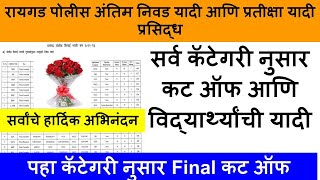 Raigad Police Bharti cut off 2024  Raigad Police Bharti Merit list 2024  Raigad Police bharti [upl. by Azitram]