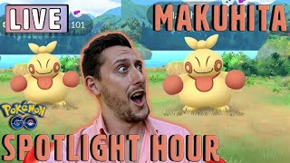 Shiny Makuhita Spotlight Hour in Pokemon GO [upl. by Obocaj]