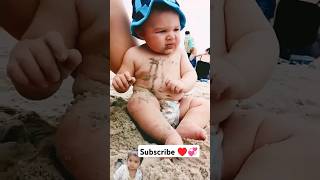 🏖️ Beach fun beachbaby baby cutebaby cute babyfunnymoments [upl. by Farlee]