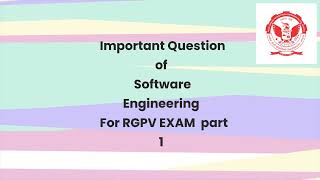 Software Engineering Important Question For RGPV Exam 2023  rgpvexam2023 softwareengineering [upl. by Hillegass134]