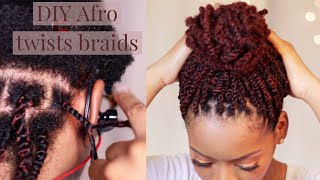 Afro kinky twist braids on natural hair [upl. by Goober]