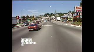 Driving On WA SR99 North In 1991 Federal Way Kent Des Moines SeaTac Tukwila Seattle [upl. by Neirrad]