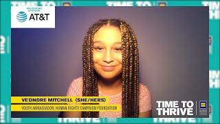 2021 Time to THRIVE HRC Youth Ambassador Veondre Mitchell [upl. by Cummings]